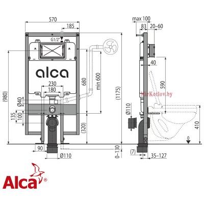 Инсталляция ALCAPLAST AM1101/1200 Sadroмodul Sliм фото 1