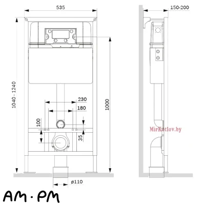 Инсталляция для подвесного унитаза AM.PM Pro C I012707 механика Инсталляция для подвесного унитаза AM.PM Pro C I012707 механика