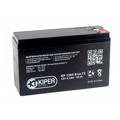 Купить Аккумуляторная батарея Kiper GP-1260Slim F2 12V/6Ah в магазине Mirkotlov.by (Мир Котлов) - отличное качество. Купить Аккумуляторная батарея Kiper GP-1260Slim F2 12V/6Ah
