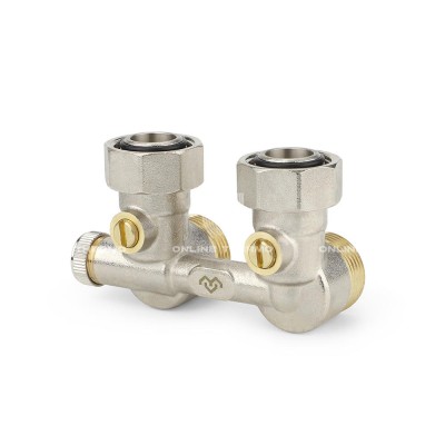 Узел нижнего подключения Varmega VMRV24-N01515, 3/4"EKх3/4"EK НР-ВР, угловой, для однотрубных систем