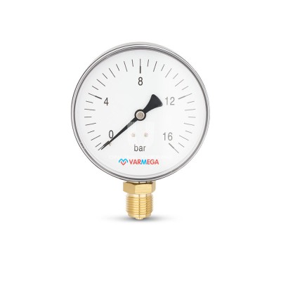Купить Манометр радиальный Varmega VMMT10-101604, диаметр 100 мм, 16 бар, 1/2" в магазине Mirkotlov.by (Мир Котлов) - отличное качество. Купить Манометр радиальный Varmega VMMT10-101604, диаметр 100 мм, 16 бар, 1/2"