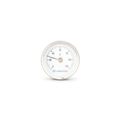 Купить Термометр биметаллический накладной Varmega VMMT05-635000, диаметр 63 мм в магазине Mirkotlov.by (Мир Котлов) - отличное качество. Купить Термометр биметаллический накладной Varmega VMMT05-635000, диаметр 63 мм