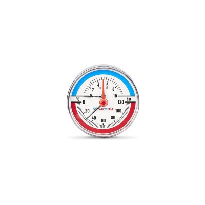 Купить Термоманометр аксиальный Varmega VMMT06-801004, диаметр 80 мм, 10 бар, 120°С, 1/2", с запорным клапаном в магазине Mirkotlov.by (Мир Котлов) - отличное качество. Купить Термоманометр аксиальный Varmega VMMT06-801004, диаметр 80 мм, 10 бар, 120°С, 1/2", с запорным клапаном