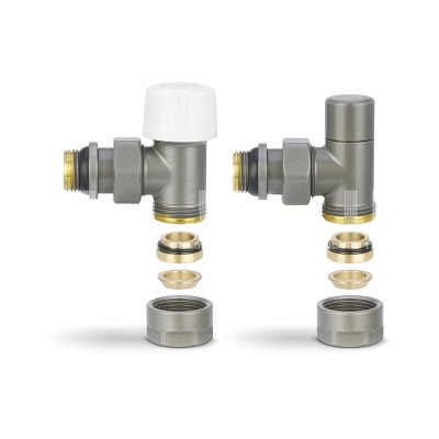 Комплект термостатический с запорным клапаном Varmega №1 VMDV10-310415, 1/2" x 3/4"EK ВР-НР, угловой, серый Комплект термостатический с запорным клапаном Varmega №1 VMDV10-310415, 1/2" x 3/4"EK ВР-НР, угловой, серый