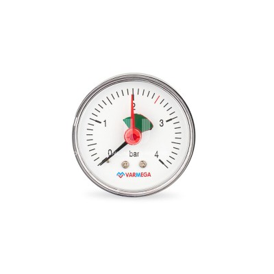 Купить Манометр аксиальный Varmega VMMT09-630402, диаметр 63 мм, 4 бар, 1/4", с индикатором предела в магазине Mirkotlov.by (Мир Котлов) - отличное качество. Купить Манометр аксиальный Varmega VMMT09-630402, диаметр 63 мм, 4 бар, 1/4", с индикатором предела