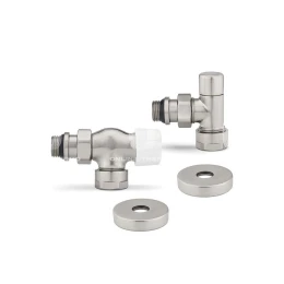 Комплект термостатический с запорным клапаном Varmega №3 VMDV12-510415, 1/2" x 3/4"EK ВР-НР, осевой, матовый никель