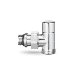 Запорный радиаторный клапан Varmega VMDV03-410415, 1/2"×3/4"ЕК НР, угловой, хромированный Запорный радиаторный клапан Varmega VMDV03-410415, 1/2"×3/4"ЕК НР, угловой, хромированный