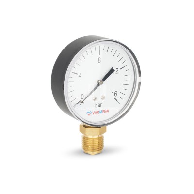 Манометр радиальный Varmega VMMT10-801604, диаметр 80 мм, 16 бар, 1/2" - гарантия до 5 лет фото 2 Манометр радиальный Varmega VMMT10-801604, диаметр 80 мм, 16 бар, 1/2" фото 2