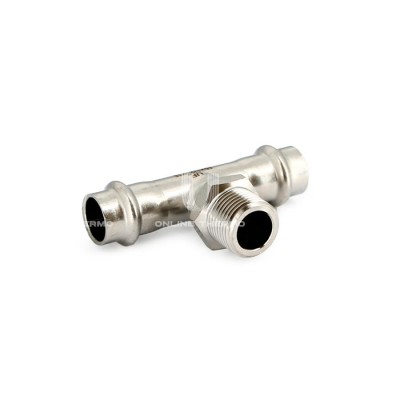 Тройник двураструбный переходной с наружной резьбой Uni-Fitt 798S3230 1/2"×22 мм, пресс-обжим