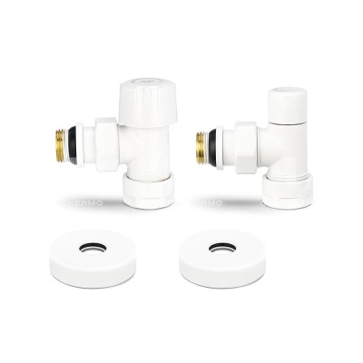 Комплект термостатический с запорным клапаном Varmega №1 VMDV10-110415, 1/2" x 3/4"EK ВР-НР, угловой, белый Комплект термостатический с запорным клапаном Varmega №1 VMDV10-110415, 1/2" x 3/4"EK ВР-НР, угловой, белый