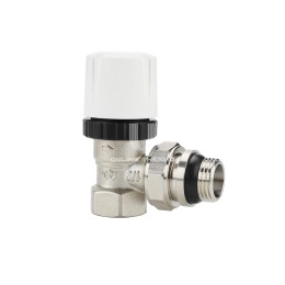 Термостатический клапан (терморегулятор) Varmega VMRV05-N10404, 1/2" ВР-НР, угловой, с самоуплотняющимся полусгоном, без преднастройки