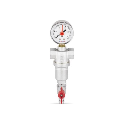 Купить Сетчатый промывной фильтр Varmega VMSF01-N16040, ВР 1/2", с манометром в магазине Mirkotlov.by (Мир Котлов) - отличное качество. Купить Сетчатый промывной фильтр Varmega VMSF01-N16040, ВР 1/2", с манометром