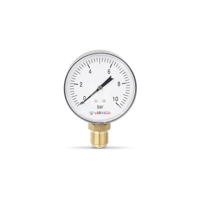 Купить Манометр радиальный Varmega VMMT10-801004, диаметр 80 мм, 10 бар, 1/2" в магазине Mirkotlov.by (Мир Котлов) - отличное качество. Купить Манометр радиальный Varmega VMMT10-801004, диаметр 80 мм, 10 бар, 1/2"