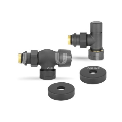 Комплект термостатический с запорным клапаном Varmega №3 VMDV12-210415, 1/2" x 3/4"EK ВР-НР, осевой, черный