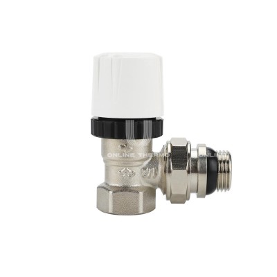 Термостатический клапан (терморегулятор) Varmega VMRV05-N10404, 1/2" ВР-НР, угловой, с самоуплотняющимся полусгоном, без преднастройки