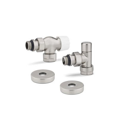 Комплект термостатический с запорным клапаном Varmega №3 VMDV12-510415, 1/2" x 3/4"EK ВР-НР, осевой, матовый никель Комплект термостатический с запорным клапаном Varmega №3 VMDV12-510415, 1/2" x 3/4"EK ВР-НР, осевой, матовый никель