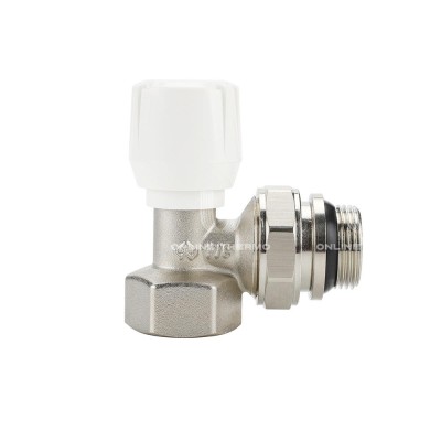 Радиаторный клапан (вентиль) ручной регулировки Varmega VMRV01-N10505, 3/4" ВР-НР, угловой, с самоуплотняющимся полусгоном