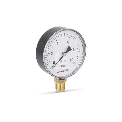 Манометр радиальный Varmega VMMT10-101004, диаметр 100 мм, 10 бар, 1/2" - гарантия до 5 лет фото 2 Манометр радиальный Varmega VMMT10-101004, диаметр 100 мм, 10 бар, 1/2" фото 2