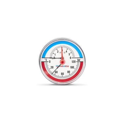 Купить Термоманометр аксиальный Varmega VMMT06-800604, диаметр 80 мм, 6 бар, 120°С, 1/2", с запорным клапаном в магазине Mirkotlov.by (Мир Котлов) - отличное качество. Купить Термоманометр аксиальный Varmega VMMT06-800604, диаметр 80 мм, 6 бар, 120°С, 1/2", с запорным клапаном