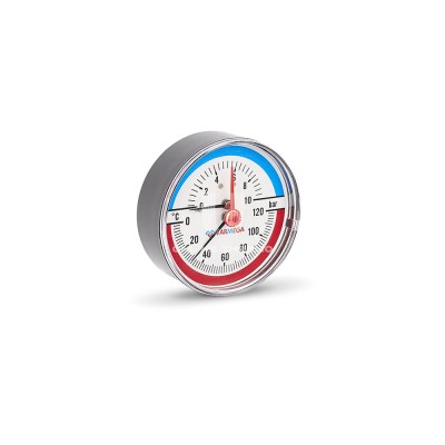 Термоманометр аксиальный Varmega VMMT06-801004, диаметр 80 мм, 10 бар, 120°С, 1/2", с запорным клапаном - гарантия до 5 лет фото 3 Термоманометр аксиальный Varmega VMMT06-801004, диаметр 80 мм, 10 бар, 120°С, 1/2", с запорным клапаном фото 3