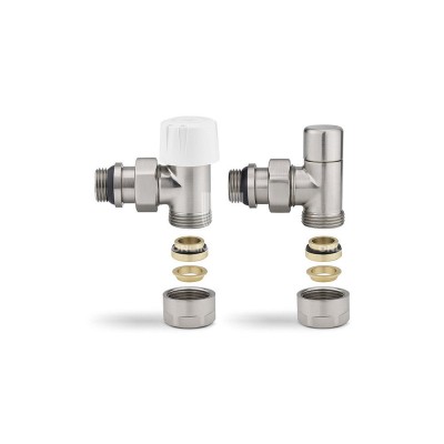 Комплект термостатический с запорным клапаном Varmega №1 VMDV10-510415, 1/2" x 3/4"EK ВР-НР, угловой, матовый никель Комплект термостатический с запорным клапаном Varmega №1 VMDV10-510415, 1/2" x 3/4"EK ВР-НР, угловой, матовый никель