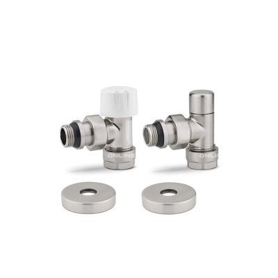 Комплект термостатический с запорным клапаном Varmega №1 VMDV10-510415, 1/2" x 3/4"EK ВР-НР, угловой, матовый никель Комплект термостатический с запорным клапаном Varmega №1 VMDV10-510415, 1/2" x 3/4"EK ВР-НР, угловой, матовый никель