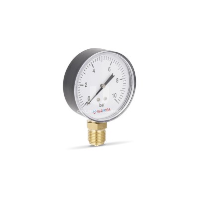 Манометр радиальный Varmega VMMT10-801004, диаметр 80 мм, 10 бар, 1/2" - гарантия до 5 лет фото 2 Манометр радиальный Varmega VMMT10-801004, диаметр 80 мм, 10 бар, 1/2" фото 2