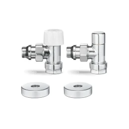 Комплект термостатический с запорным клапаном Varmega №1 VMDV10-410415, 1/2" x 3/4"EK ВР-НР, угловой, хром