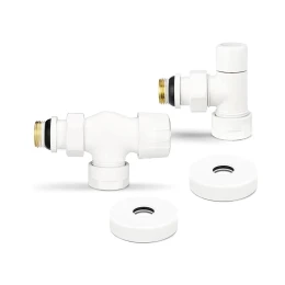 Комплект термостатический с запорным клапаном Varmega №3 VMDV12-110415, 1/2" x 3/4"EK ВР-НР, осевой, белый