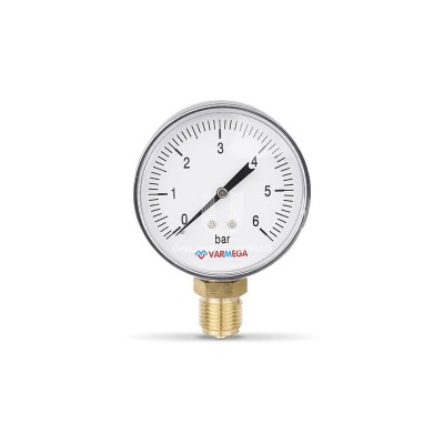 Купить Манометр радиальный Varmega VMMT10-800604, диаметр 80 мм, 6 бар, 1/2" в магазине Mirkotlov.by (Мир Котлов) - отличное качество. Купить Манометр радиальный Varmega VMMT10-800604, диаметр 80 мм, 6 бар, 1/2"