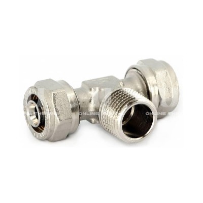 Тройник с наружной резьбой Uni-fitt 668N6260, 16х1/2"х16, никелированный, компрессионный Тройник с наружной резьбой Uni-fitt 668N6260, 16х1/2"х16, никелированный, компрессионный