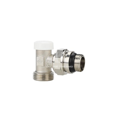Запорный радиаторный клапан (вентиль) ручной регулировки Varmega VMRV03-N10415, 1/2" x 3/4"EK НР, угловой, с самоуплотняющимся полусгоном