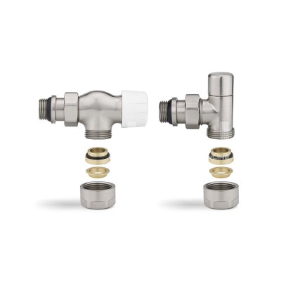 Комплект термостатический с запорным клапаном Varmega №3 VMDV12-510415, 1/2" x 3/4"EK ВР-НР, осевой, матовый никель Комплект термостатический с запорным клапаном Varmega №3 VMDV12-510415, 1/2" x 3/4"EK ВР-НР, осевой, матовый никель