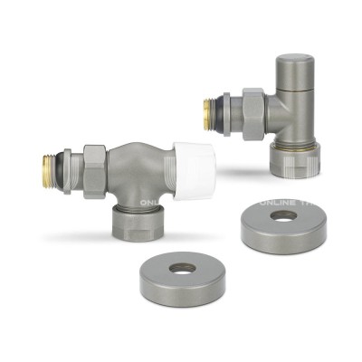 Комплект термостатический с запорным клапаном Varmega №3 VMDV12-310415, 1/2" x 3/4"EK ВР-НР, осевой, серый