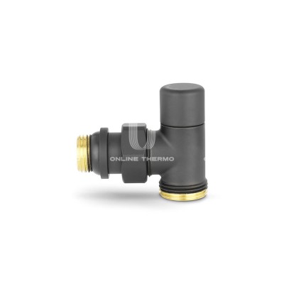 Запорный радиаторный клапан Varmega VMDV03-210415, 1/2"×3/4"ЕК НР, угловой, черный