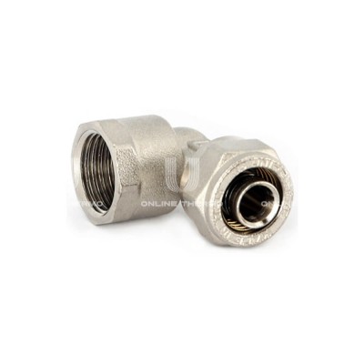 Угольник (угол) 90° с внутренней резьбой Uni-fitt 664N6200, 16х1/2", никелированный, компрессионный