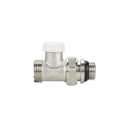 Запорный радиаторный клапан (вентиль) ручной регулировки Varmega VMRV04-N10415, 1/2" x 3/4"EK НР, прямой, с самоуплотняющимся полусгоном