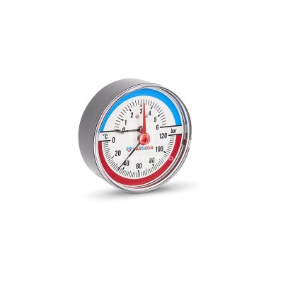 Термоманометр аксиальный Varmega VMMT06-800604, диаметр 80 мм, 6 бар, 120°С, 1/2", с запорным клапаном - гарантия до 5 лет фото 2 Термоманометр аксиальный Varmega VMMT06-800604, диаметр 80 мм, 6 бар, 120°С, 1/2", с запорным клапаном фото 2