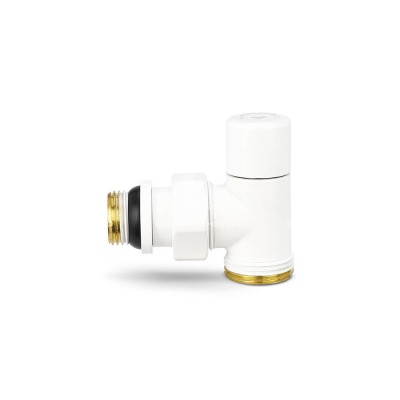 Радиаторный клапан ручной регулировки Varmega VMDV01-110415, 1/2"×3/4"ЕК НР, угловой, белый