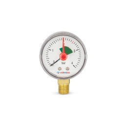 Манометр радиальный Varmega VMMT11-500402, диаметр 50 мм, 4 бар, 1/4", с индикатором предела