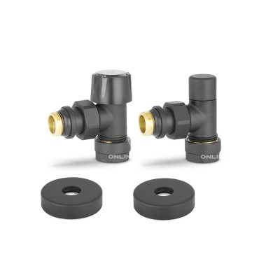 Комплект термостатический с запорным клапаном Varmega №1 VMDV10-210415, 1/2" x 3/4"EK ВР-НР, угловой, черный