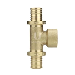 Тройник с внутренней резьбой Varmega Slide-fit VM511320632, 32х1", латунный, аксиальный Тройник с внутренней резьбой Varmega Slide-fit VM511320632, 32х1", латунный, аксиальный