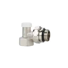 Запорный радиаторный клапан (вентиль) ручной регулировки Varmega VMRV03-N10505, 3/4" ВР-НР, угловой, с самоуплотняющимся полусгоном