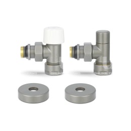 Комплект термостатический с запорным клапаном Varmega №1 VMDV10-310415, 1/2" x 3/4"EK ВР-НР, угловой, серый Комплект термостатический с запорным клапаном Varmega №1 VMDV10-310415, 1/2" x 3/4"EK ВР-НР, угловой, серый