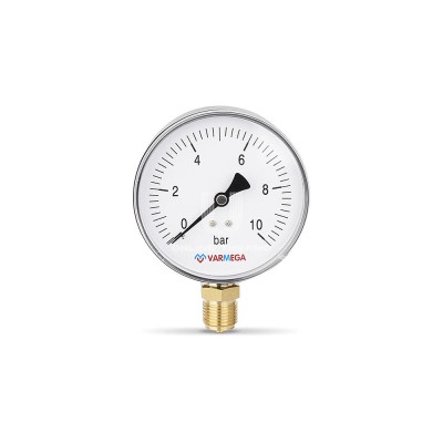 Купить Манометр радиальный Varmega VMMT10-101004, диаметр 100 мм, 10 бар, 1/2" в магазине Mirkotlov.by (Мир Котлов) - отличное качество. Купить Манометр радиальный Varmega VMMT10-101004, диаметр 100 мм, 10 бар, 1/2"
