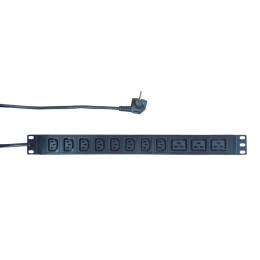 Блок розеток 19", 8 розеток C13, 3 розетки C19, 16А, кабель питания 2м Schuko Блок розеток 19", 8 розеток C13, 3 розетки C19, 16А, кабель питания 2м Schuko