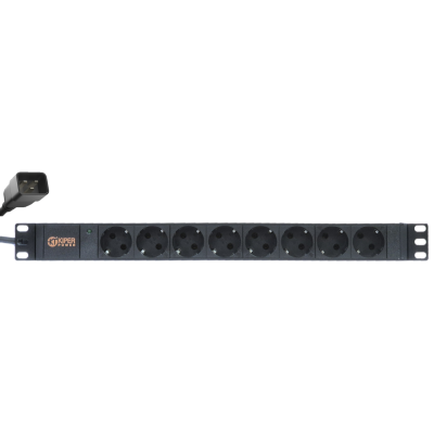 Купить Блок розеток 19" Kiper Power, 8 розеток Schuko, 16А, кабель питания 2м с вилкой IEC C20 в магазине Mirkotlov.by (Мир Котлов) - отличное качество. Купить Блок розеток 19" Kiper Power, 8 розеток Schuko, 16А, кабель питания 2м с вилкой IEC C20