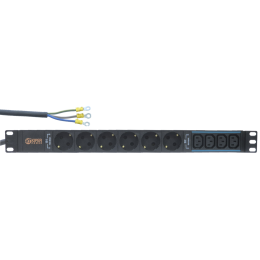 Блок розеток 19" Kiper Power, 6 розеток Schuko + 4xC13, 32А, кабель питания 2м без вилки Блок розеток 19" Kiper Power, 6 розеток Schuko + 4xC13, 32А, кабель питания 2м без вилки