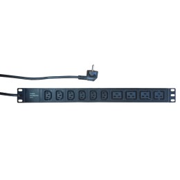 Блок розеток 19", 6 розеток C13, 4 розетки C19, 16А, кабель питания 2м Schuko Блок розеток 19", 6 розеток C13, 4 розетки C19, 16А, кабель питания 2м Schuko