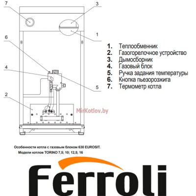 Напольный газовый котел Ferroli Torino Classic 7,5 фото 2